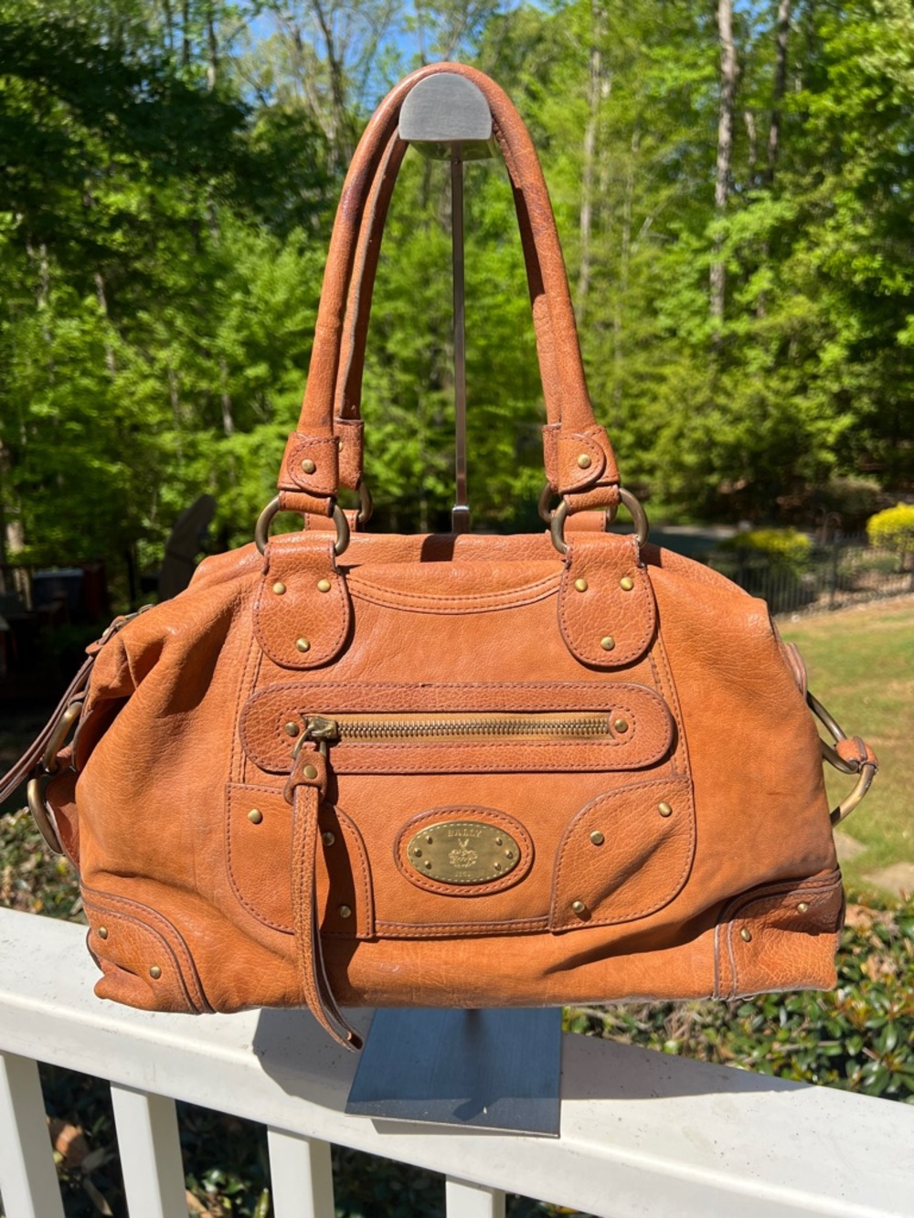 Bally Cognac Brown Leather Shoulder Bag